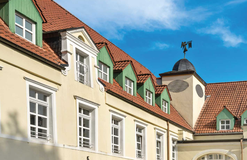 Fassade Engelsburg Hotel mit Geschichte Recklinghausen NRW