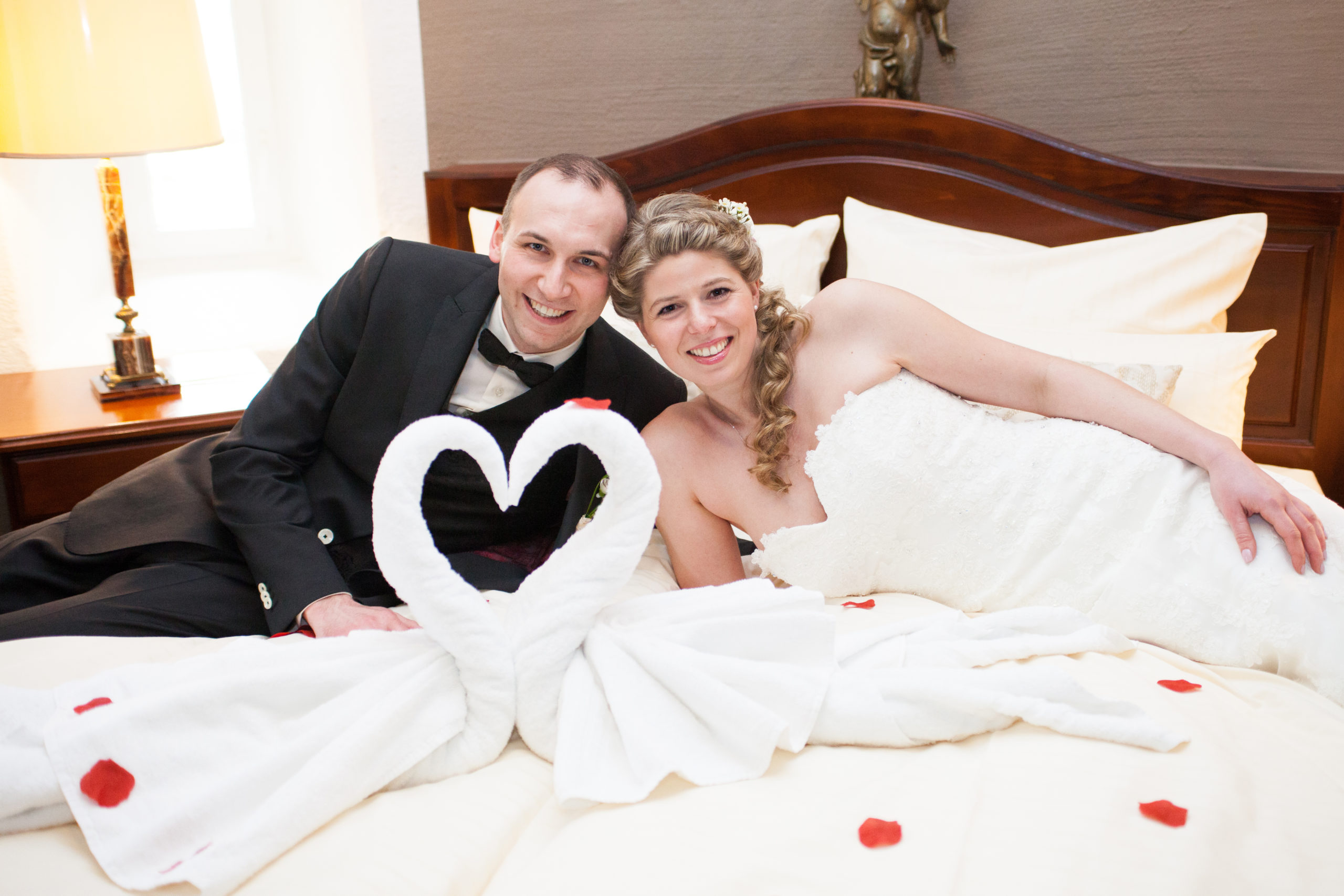 bride and groom honey moon at the castle hotel Engelsburg in Recklinghausen in Germany