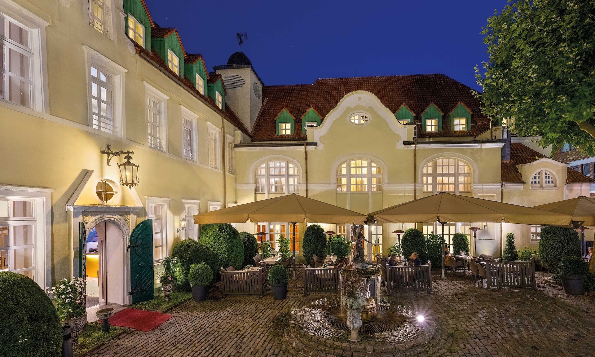 courtyard of the castle hotel Engelsburg in Recklinghausen in Germany